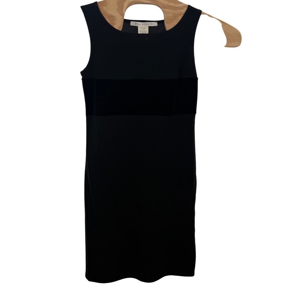 Max Studio Little Black Dress Velvet‎ Panel Sleeveless Cocktail SP made in USA
